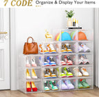 12 Pack Shoe Organizer, Stackable Shoe Storage Boxes with Magnetic Door | Clear Plastic Shoe Boxes for Sneakers, Boots & Heels, Foldable Space-Saving Shoe Rack for Closet, Durable Shoe Cabinet, White - Image 4