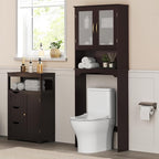Yaheetech Over the Toilet Storage Cabinet with Glass Doors, Espresso - Image 4