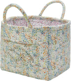 Quilted Fabric Storage Basket with Handles & Pocket, Foldable Laundry Hamper Boho Floral Print Organizer Bin for Home, Picnic, Office 12"x10"x10" (A-3) by Unknown
