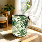 Tropical Palm Leaves Hawaiian Leaf Laundry Basket Foldable Laundry Hamper With Handles Clothes Storage Bucket Organizer Laundry Bag For Bedroom Bathroom Laundry Storage 19.6 x 15.7 - Image 5