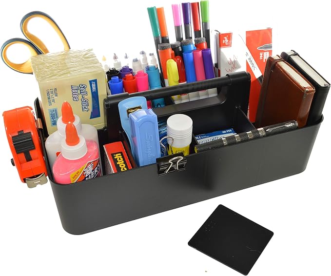 8 Compartments DIY Dividers,Large Portable Caddy, Multi Purpose,Stackable, Modern Solution for School, office, Desktop Endless use of your Choice -MADE IN USA (Black) - Image 6
