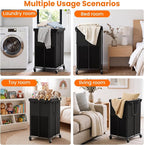 2 Pack Laundry Hamper with Wheels, 150L Rolling Laundry Basket Bag Handles - Image 6