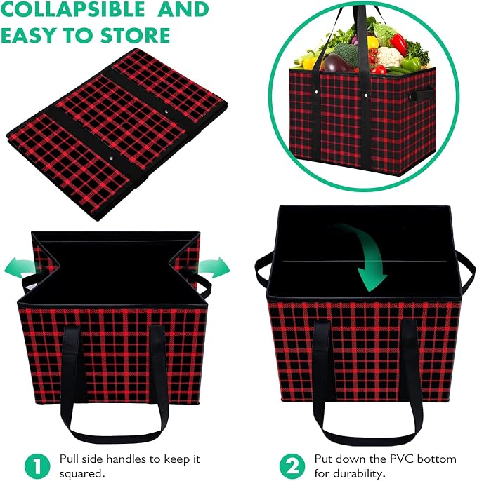Reusable Grocery Bags 6 Pack, Foldable & Water Resistant Shopping Bags - Image 6