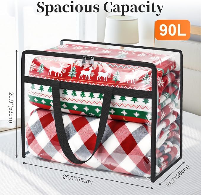 SpaceTrove Clear Storage Bags, 4-Pack Under Bed and Closet Organizers 90L - Image 2
