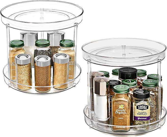 Sorbus Lazy Susan Organizer, Clear Turntable Organizer (2 Tiered 2 Pack) by Sorbus