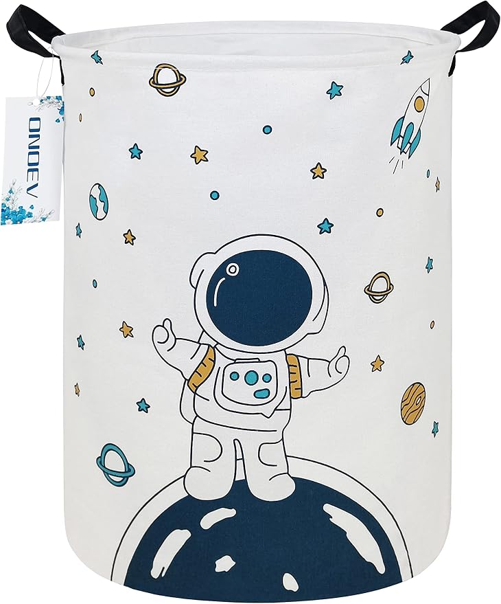 Round Collapsible Astronaut Space Laundry Hamper for Teens and Adults by ONOEV