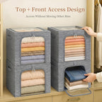 GoMaihe Clothes Storage Bins with Metal Frame for Closet, 40L 6-Pack Grey - Image 5