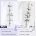 SWTYMIKI Shower Caddy Tension Pole - 4-Tier Corner Shower Organizer Tension Rod with Soap Holder, Toothbrush Holder & 4 Hooks, Adjustable Stainless Steel Bathroom Organizer 27.6 to 108.3 inch, Silver - Image 2