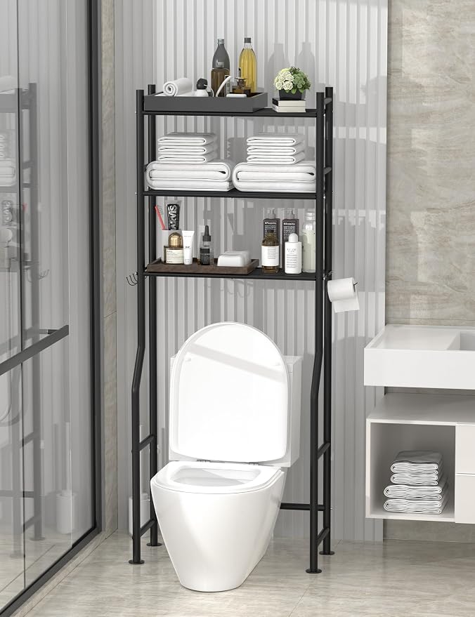 Livilord 3-Tier Over Toilet Storage, Anti-Tip, 64" H, Black - Image 3