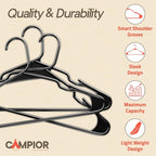 Black Plastic Hangers 180 Pack– Heavy-Duty Plastic Hangers Slim and Space-Saving, Durable and Lightweight PP with Non-Slip Shoulder Notches for Slip Dresses, Suits, Jackets & Camisoles - Image 4
