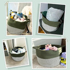 INDRESSME XXXLarge Woven Rope Blanket Basket Living Room Green, 90L - Image 4