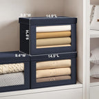 Homsorout Stackable Storage Bins with Lids - Medium Storage Box with Lids, Foldable Closet Boxes for Organizing, Wardrobe Clothes Organizer with Window, Cubes Bins for Living Room, 5 Pack, Navy Blue - Image 2