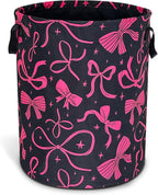 Pink Bowknot Laundry Basket Foldable Oxford Cloth Bow Hamper 18.9 x 16.5 In by Unknown