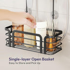 SWTYMIKI Shower Caddy Hanging Organizer - Over the Door Shower Caddy with 6 Hooks, 2 Installation Ways, Stainless Steel Rustproof Bathroom Organizer, Black - Image 4