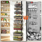 POKIPO 9 Tier Narrow Over The Door Pantry Organizer, 2 in 1 Wall Mount or Hanging Spice Rack with Adjustable Deep Basket, Heavy-Duty Seasoning Organizer and Storage for Kitchen Closet Bathroom - Image 8