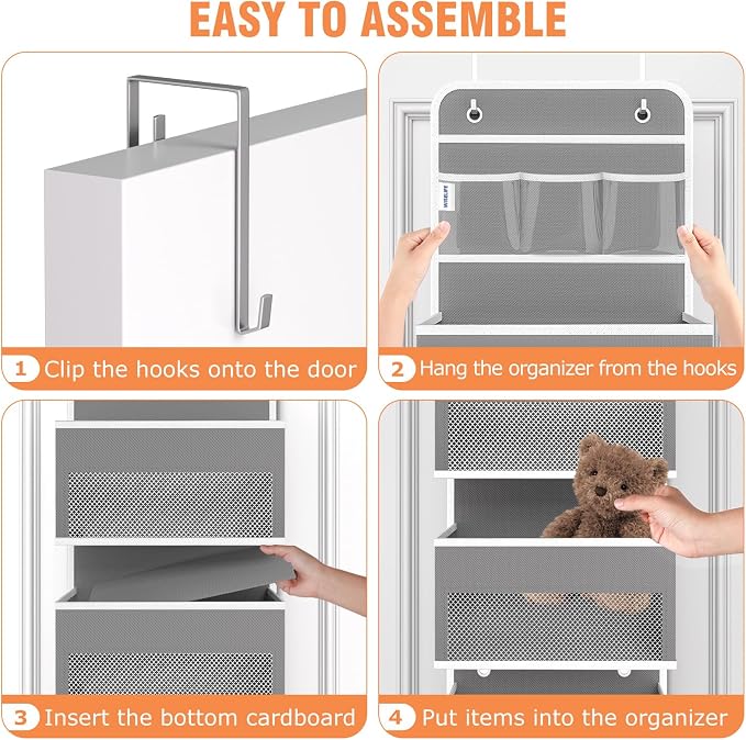 Over The Door Organizer Storage Large Capacity Hanging Bedroom Storage | 6 Shelves, Detachable, 40 LB Capacity, Mesh Design, Clear Window, Sturdy, Storage Organizer for Nursery, Pantry & Closet - Image 3
