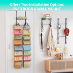 HapiRm Over the Door Purse Organizer - Wall Mounted Purse Rack with 16 Hooks and Metal Basket, Hanging Handbag Organizer Holds up to 16 Bags, Bag Rack Can Use As 1/2 Part, for Door, Closet (Black) - Image 7