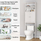 Shintenchi Over the Toilet Storage Cabinet, Bathroom Above the Toilet Rack, Bathroom Adjustable Shelf Organizer with Open Bottom Bar and Anti-Tip Device, White - Image 4