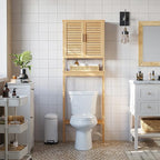 SONGMICS Bamboo Over The Toilet Storage Cabinet, Adjustable Inside Shelf - Image 7