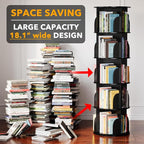 SpaceAid 5 Tier Rotating Bookshelf Tower, Spinning Bookcase Lazy Susan, Revolving 360 Book Shelf Storage Round Carousel, Vertical Rotate Turning Spiral Corner Organizer, Black - Image 3