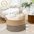 INDRESSME XXXLarge Woven Wicker Blanket Basket Living Room Black Jute, 90L - Image 7