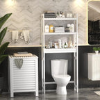 Homykic Over The Toilet Storage, 3-Tier Bamboo Bathroom Shelf, White - Image 4