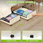 Tututry Under Bed Storage with Wheels, XXL 60L Under the Bed Storage Bins, Underbed Storage Containers with Lids & Label, Rolling Metal Drawer for Shoes, Clothes, Books, Toys (4-Pack Beige) - Image 3