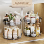 LAMU 12 inch 2 Tier Lazy Susan Turntable Organizer Rotating Spice Rack Organization for Cabinet, Kitchen, Pantry, Countertop, Bathroom, Vanity, Medicine Cabinet Organizer, Grey - Image 5