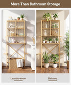 Afuly Bamboo Over the Toilet Storage Cabinet with Doors, Natural - Image 7