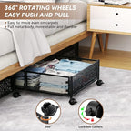 PHINOX Under Bed Stroage Container with wheels,Patterned,Metal,2 Pack,Black | Tool-free assembly, glide smoothly, easy reach, foldable, maxmazie low-profile beds, dorm, keep seasonal clothes, shoes fresh - Image 4