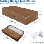 Supowin 2Pack Large Underbed Storage Containers Bin with Lids, Dark Brown | 6 Inches Tall Under Bed Storage Organizer Box with Handles, Foldable Closet Organizer for Clothes, Blankets, Seasonal Items - Image 2