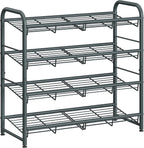 SONGMICS 4-Tier Stackable Metal Shoe Rack, Holds Up to 16 Pairs of Shoes | Shoe Organizer for Closet, Entryway, and Small Spaces, with Adjustable Slanted Shelves, Grey, DAVIAN Collection ULMR067G01 by Unknown