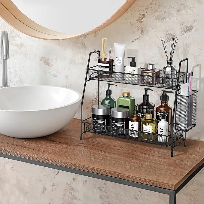 Bathroom Organizer Countertop, Spice Rack Organizer for Cabinet,Black - Image 3