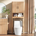 Vabches Farmhouse Over the Toilet Storage Cabinet with 2 Fluted Doors, Oak by Vabches