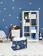 Rectangular Collapsible Laundry Basket with Side Handles, Star Astronaut - Image 6