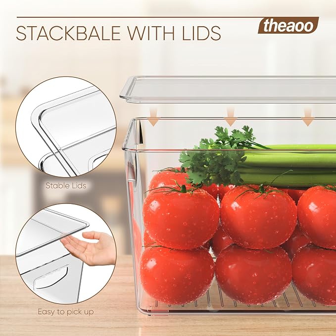 theaoo Large Clear Storage Bins with Lids, Stackable Containers, 8 Pack - Image 2