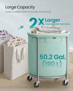 SONGMICS Laundry Basket, Rolling Steel Frame with 2 Locking Wheels, 190 L - Image 3