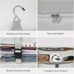 Surblue Hanging Closet Storage Bag Collapsible 3-Shelf Washable Oxford Fabric with 2 Hooks (XL 17.71 * 11.81 * 20in, Light Gray) - Image 6