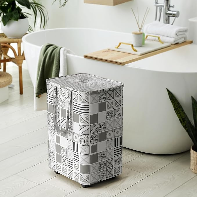Simple Houseware Large 82L Laundry Basket with Wheels and Handles, Gray - Image 7