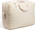 Soft Canvas Storage Bags with Zipper. Thick Breathable, 1pc King/Queen Comforter Organizer. Four Carrying Handles and Window. Large 25x19x9in Bag for Sheets Blankets Bedding Pillows, Clothes by VeraMia