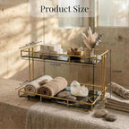 2-Tier Black Marble Bathroom Countertop Organizer – Glass Shelves & Gold Metal Frame, Stylish Vanity Storage Shelf for Perfume, Skincare, Makeup & Toiletries - Image 2
