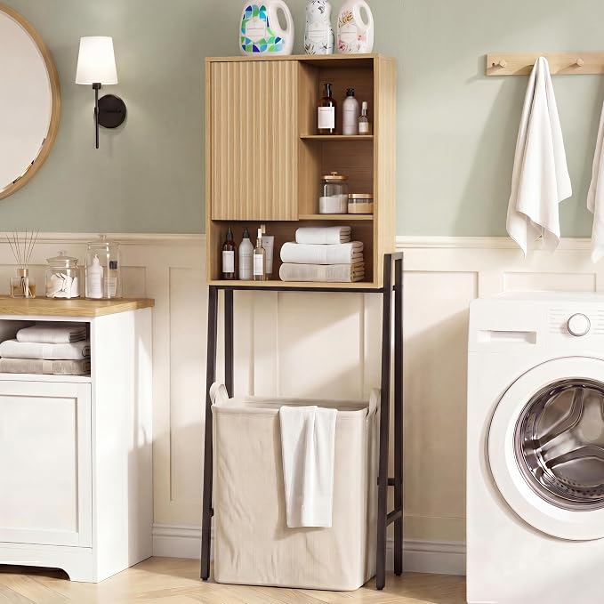 Over The Toilet Storage Cabinet,24" W Bathroom Organizer, Oak - Image 3
