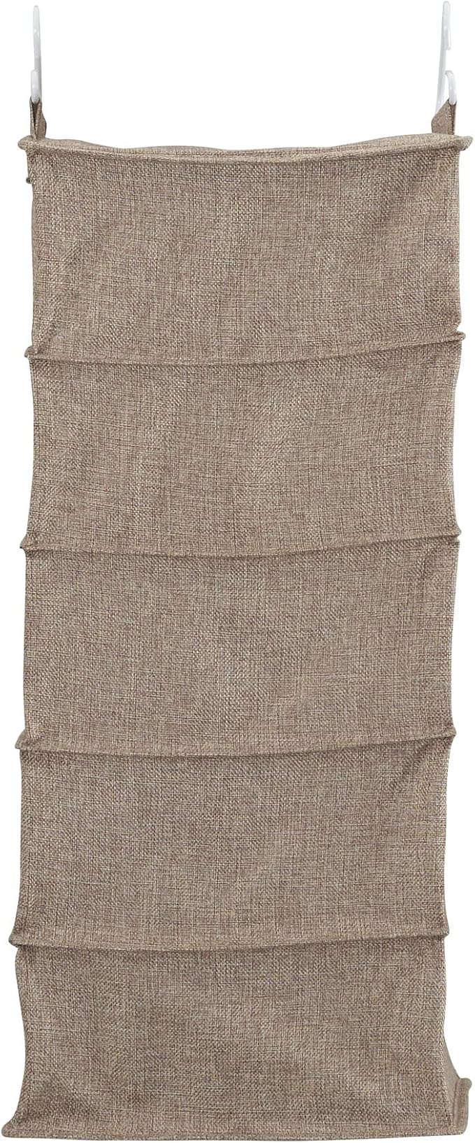 Household Essentials 10‑Pocket Hanging Shoe Organizer with Side‑by‑Side Canvas Storage and 2 Hooks for Support, Beige - Image 8