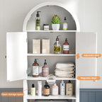 Arched Over The Toilet Storage Cabinet with Fluted Doors, 4 Tier Small Bathroom Shelf Organizer, Arched Bathroom Cabinet, Narrow Slim Toilet Rack, Adjustable Shelf, Wood, White - Image 8