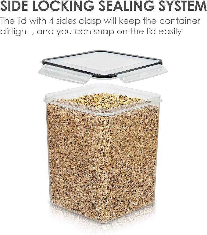 Vtopmart 5.2L Flour Sugar Storage Containers, 4 PCS, Black - Image 4