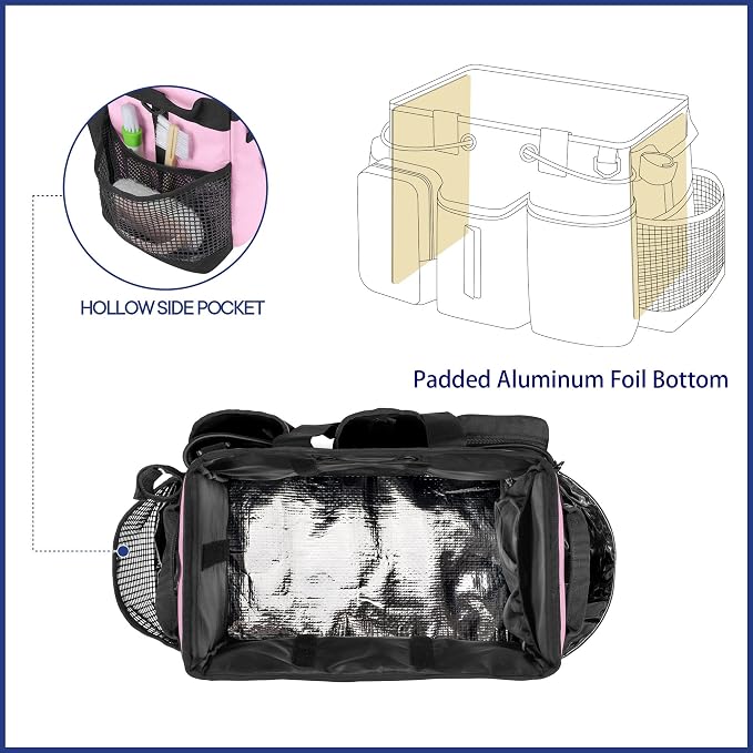 LoDrid Large Professional Cleaning Caddy with Detachable Divider, Pink - Image 5