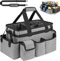 Cleaning Caddy Bag,Large Cleaning Supplies Organizer with Handle for Housekeepers,Gray by ZIOZERTT