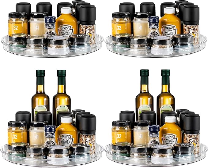 vacane 4 Pack Turntable Organizer Non-Skid, Large 13" Cabinet Lazy Susan Clear Turntable Organizer for Pantry Lazy Susan Organizer, Storage Containers for Kitchen, Countertop by vacane