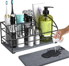 Luxspire 5 Slots Toothbrush Holders with Diatomaceous Earth Tray, Black by Luxspire