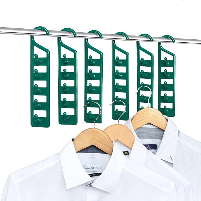 CraftyCrocodile Space Saving Hangers for Clothes - 6 in Pack, Heavy Duty Plastic, Multi Closet Space Savers for Shirts, Pants, Jeans, Sweaters - Hanger Organizer Space Saver by CraftyCrocodile